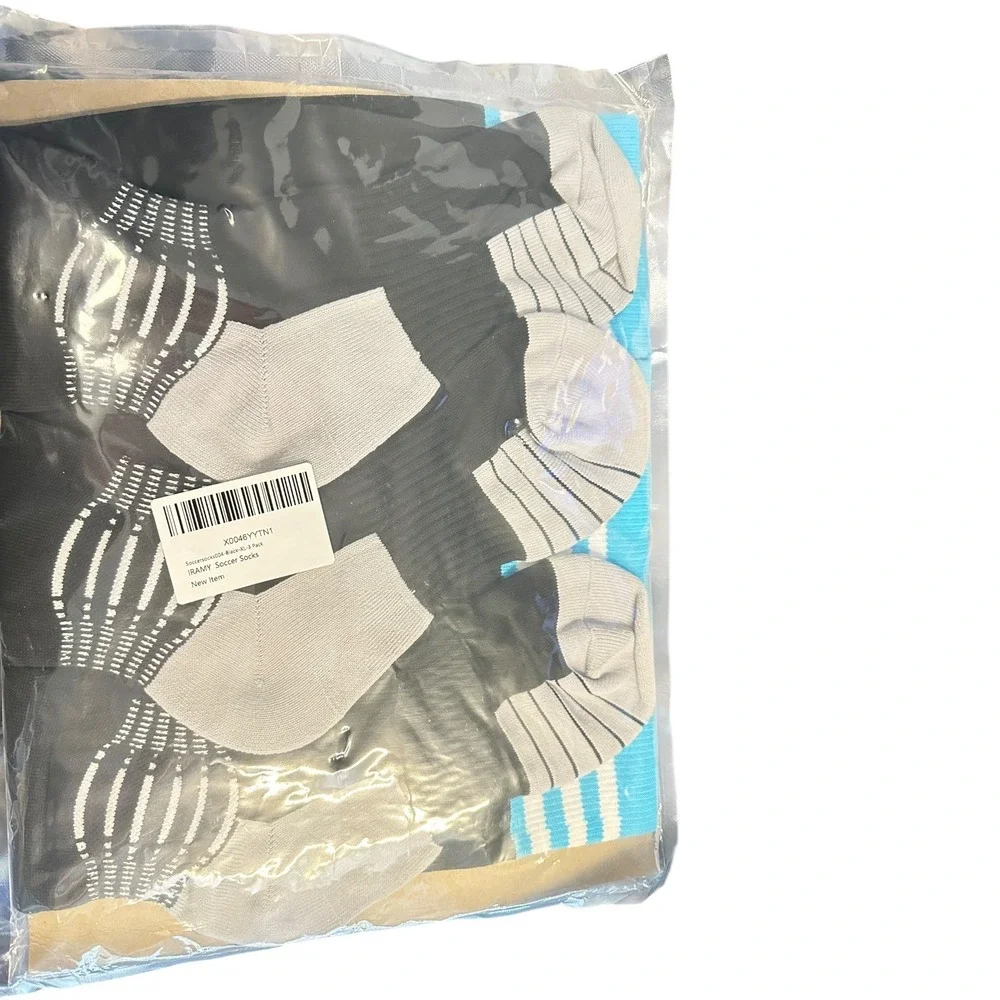 IRAMY Soccer Socks 3‎ Pack Black XL Athletic Sports Crew Grip New - Picture 4 of 6